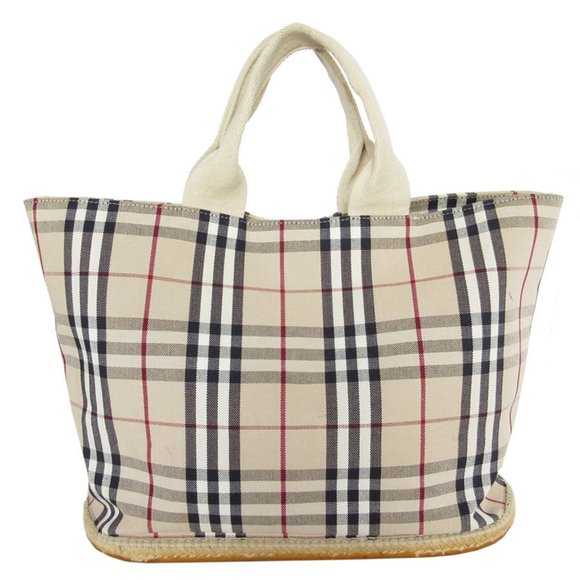 Burberry Handbag Tote Bag Nova Check Canvas Rubber Beige Multicolor Men's Women' - Picture 1 of 5